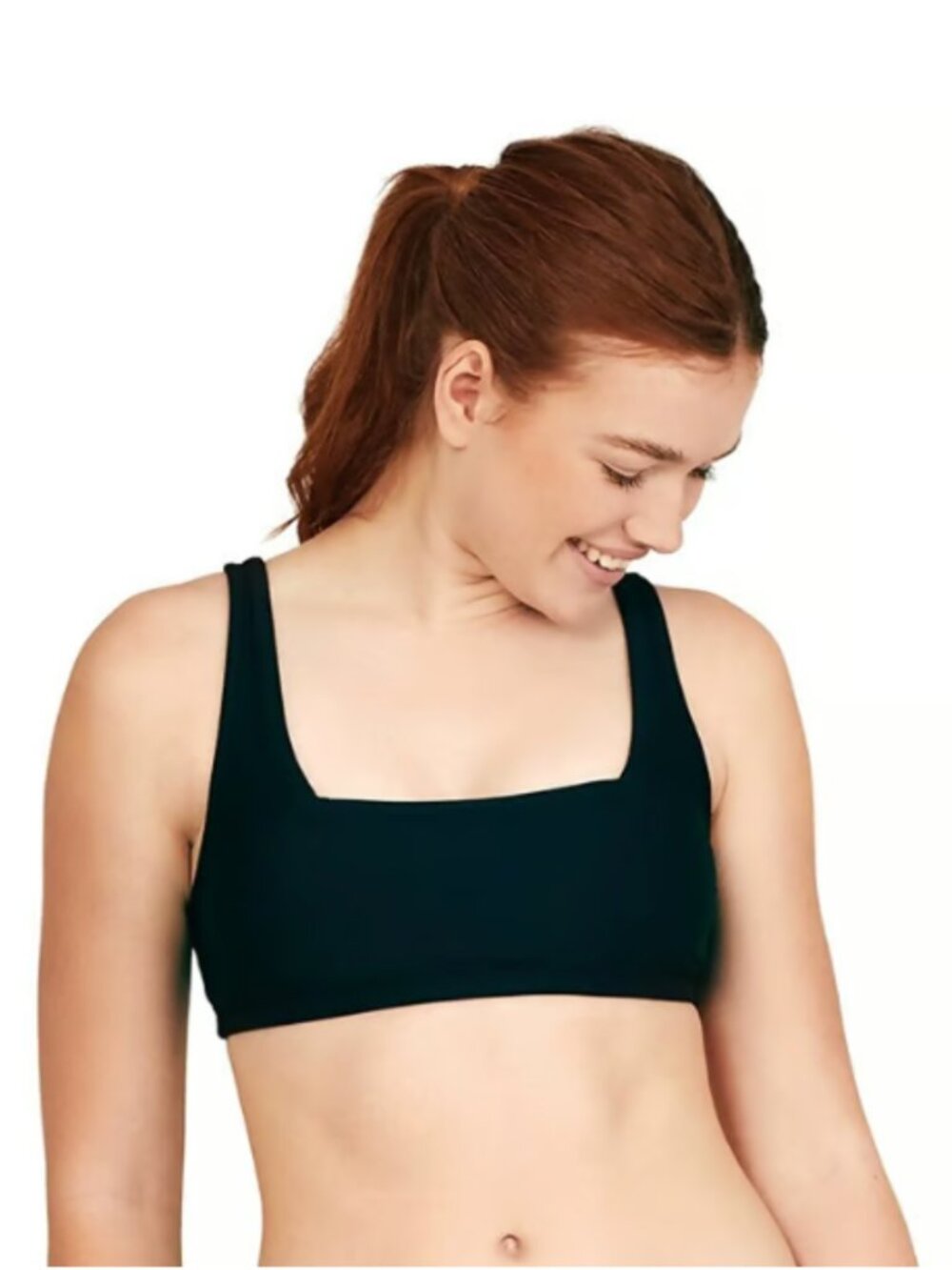 NEW WITH TAGS Speedo Women's Square Neck Bikini Top Black Size Small